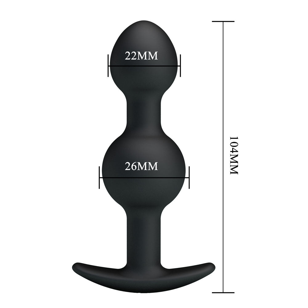 Party Up JAMES Anal Bead Plug - 10.4 cm Beaded Butt Plug dimensions showing size and measurements.
