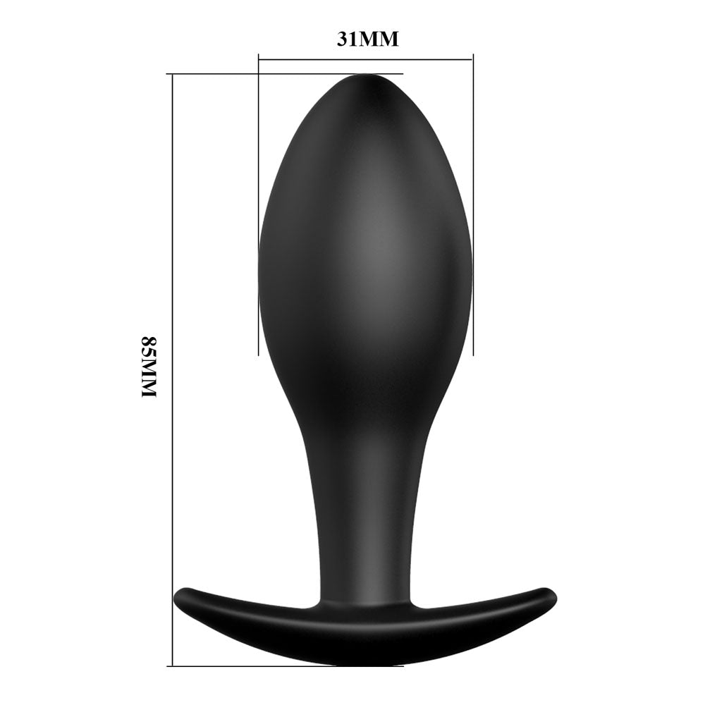 Party Up JEFF Silicone Plug -  8.5 cm Butt Plug, black velvet silicone anal toy with tapered tip for beginners.