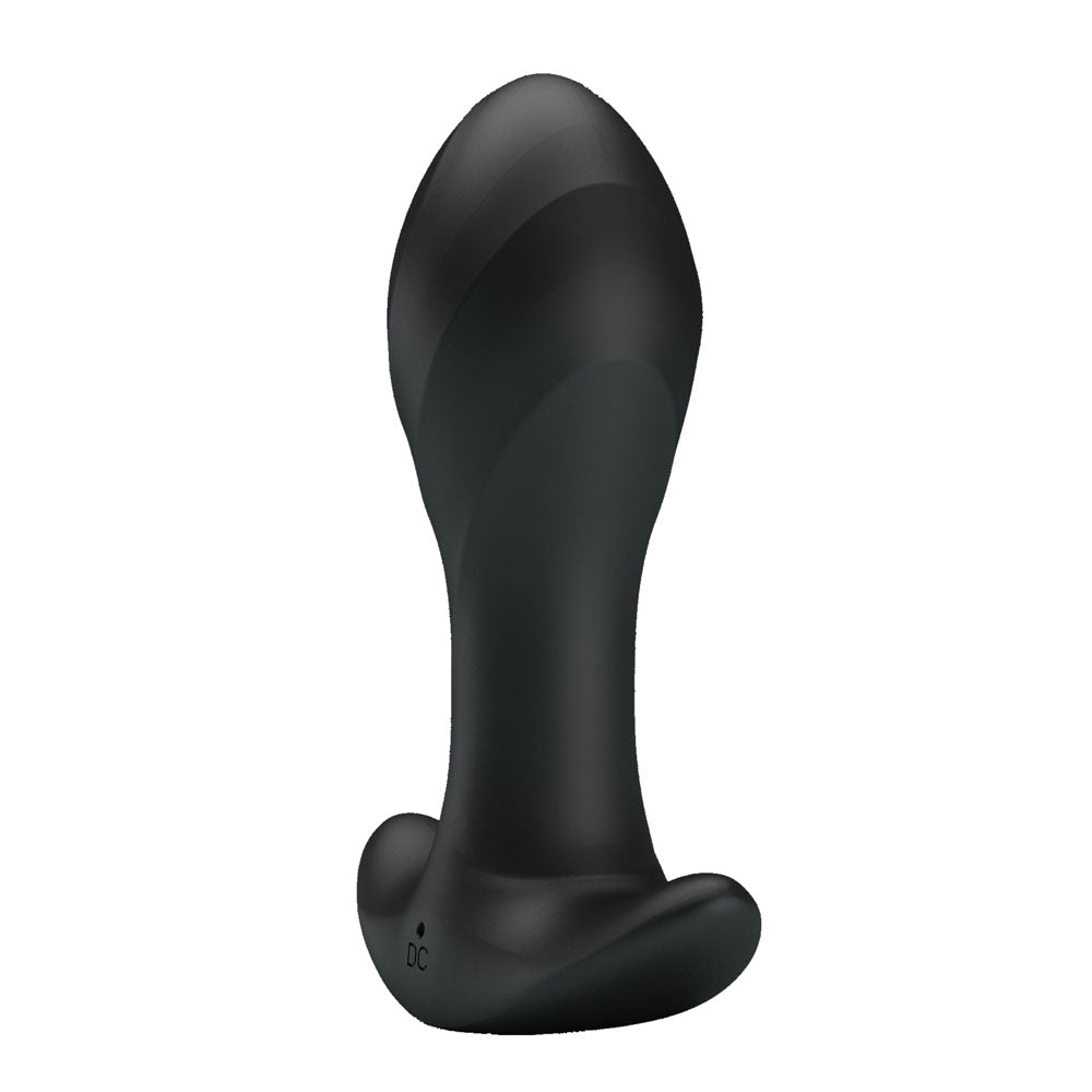 Party Up KEITH vibrating plug - 10.5 cm USB rechargeable vibrating butt plug in sleek black silicone.