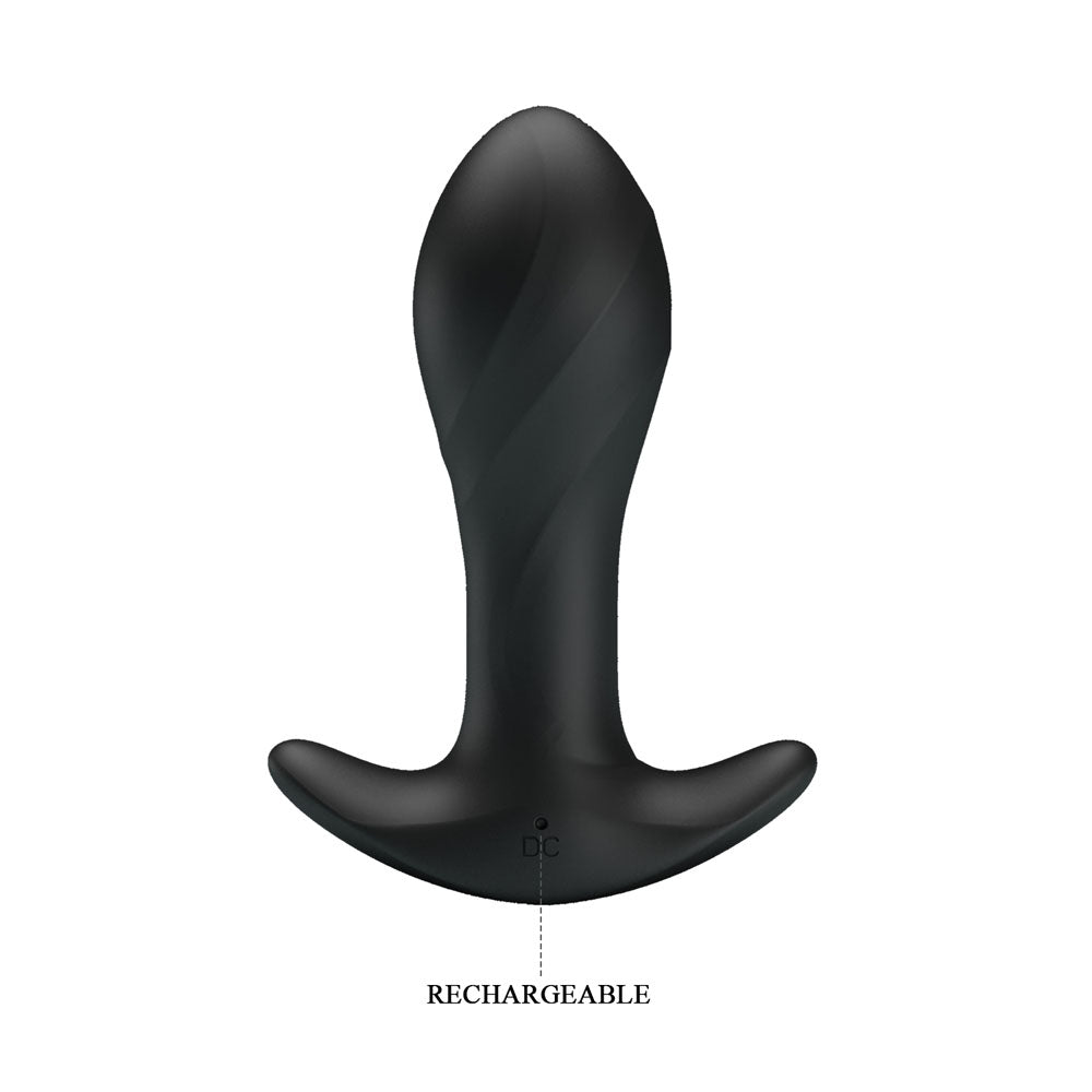 Party Up KEITH Vibrating Plug - 10.5 cm USB Rechargeable Vibrating Butt Plug shown from above with a sleek design.