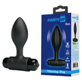 Party Up KEN Vibrating Butt Plug -  8.6 cm Vibrating Butt Plug next to its packaging showcasing the product.