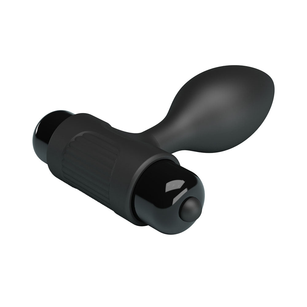 Party Up KEN Vibrating Butt Plug -  8.6 cm Vibrating Butt Plug in black silicone with tapered tip for pleasure.