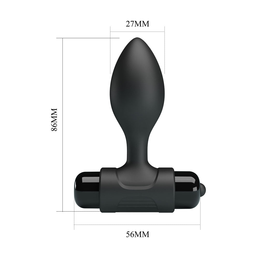 Party Up KEN Vibrating Butt Plug -  8.6 cm Vibrating Butt Plug dimensions and design illustration.