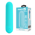 Party Up HARRY Mini Bullet - Teal - Teal 8 cm USB Rechargeable Bullet on display with packaging.