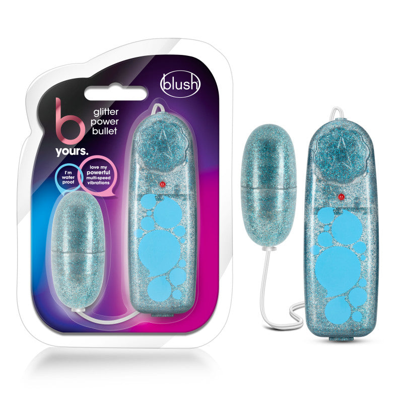 B Yours Glitter Power Bullet -  - Glitter  5.5 cm Bullet in packaging showcasing its vibrant color and controls.