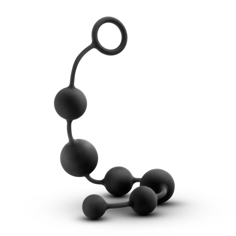 Large silicone anal beads in black, featuring a smooth, flexible design for enhanced anal play experiences.