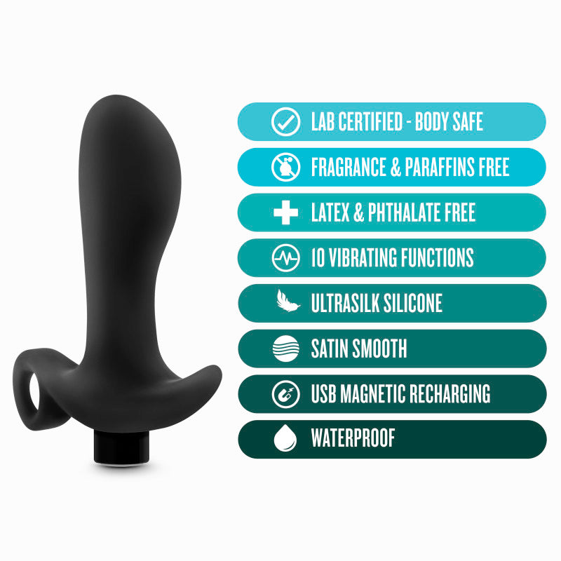 Anal Adventures Platinum Vibrating Prostate Massager 01 - 10.8 cm USB Rechargeable Prostate Massager features lab certified, body safe materials.