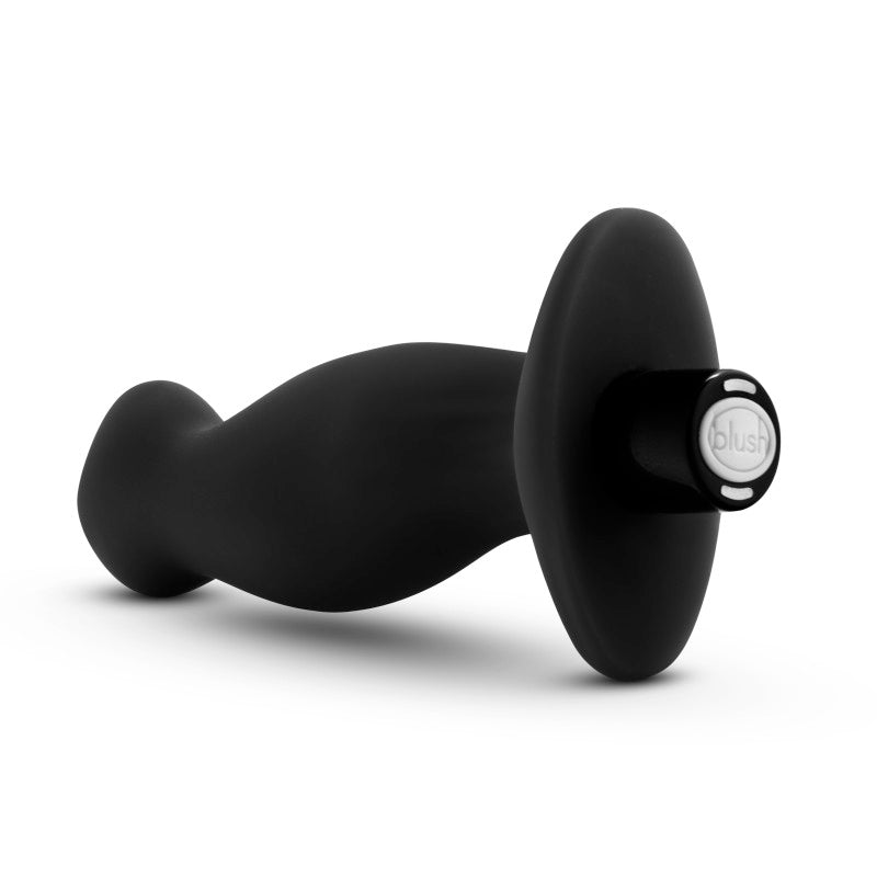 Anal Adventures Platinum Vibrating Prostate Massager 02 -  10.8 cm USB Rechargeable Prostate Massager in sleek black silicone design.