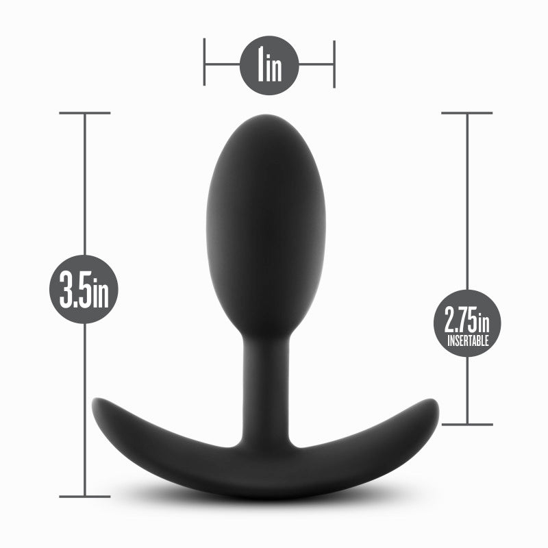 Anal Adventures Platinum Vibra Slim Plug -  8.9 cm Small Butt Plug with Internal Ball dimensions and details
