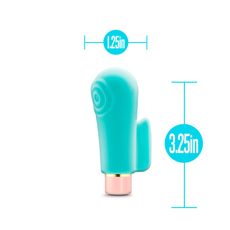 Aria Sensual AF - Teal USB Rechargeable Stimulator dimensions 1.25in width and 3.25in height for intimate essentials.