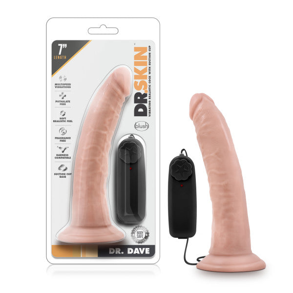 Dr. Skin Dr. Dave -  17.8 cm (7'') Vibrating Dong with realistic feel and multi-speed vibrations.