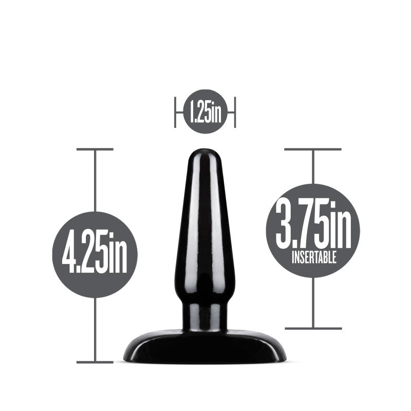 Anal Adventures Basic Anal Plug - Small -  10.8 cm Butt Plug dimensions showing 4.25in height and 3.75in insertable length.