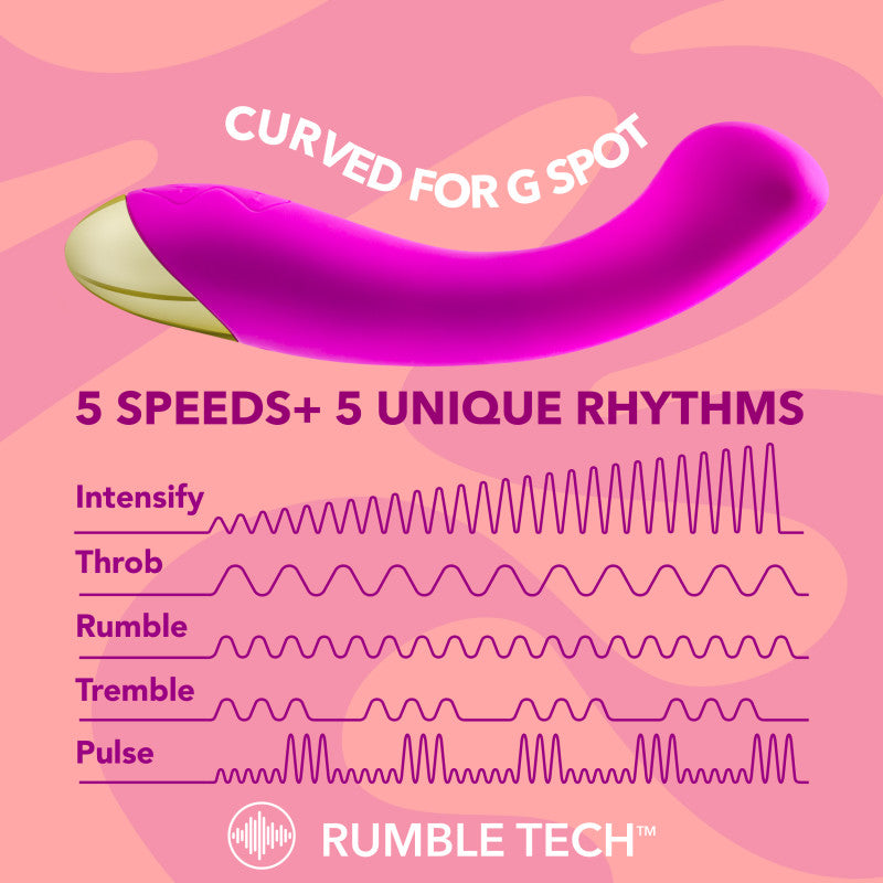 Aria Bangin' AF - 18.4 cm USB Rechargeable Vibrator with 5 speeds and 5 unique rhythms for G spot stimulation.