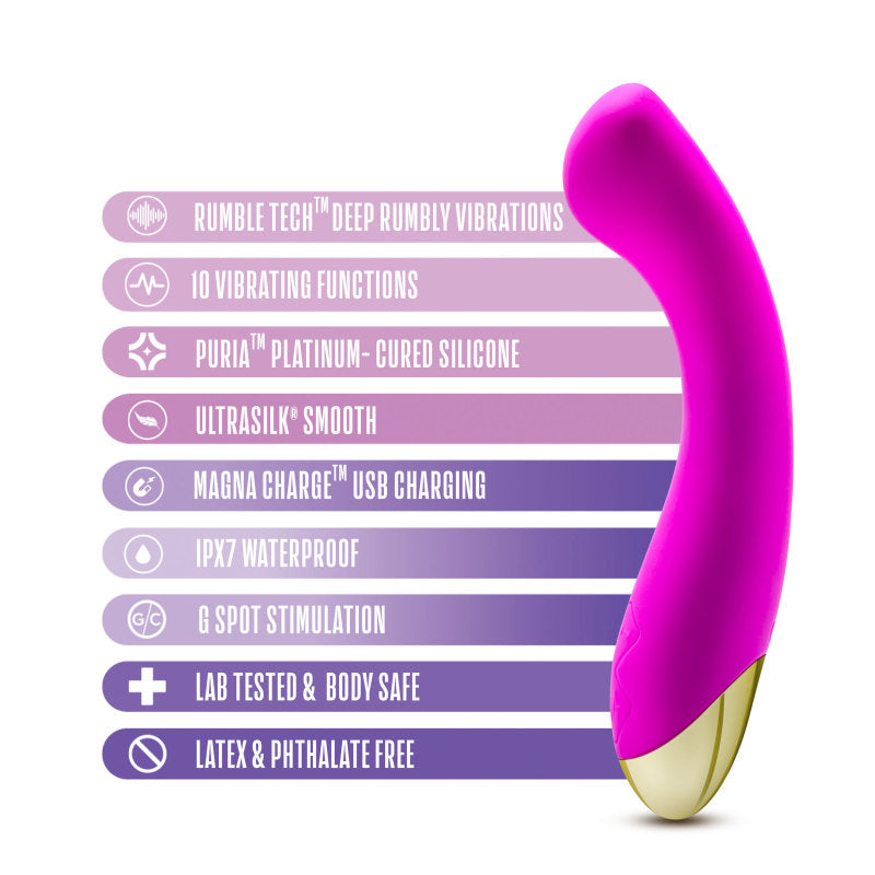 Aria Bangin' AF - 18.4 cm USB Rechargeable Vibrator features deep vibrations, 10 functions, waterproof design, and G spot stimulation.