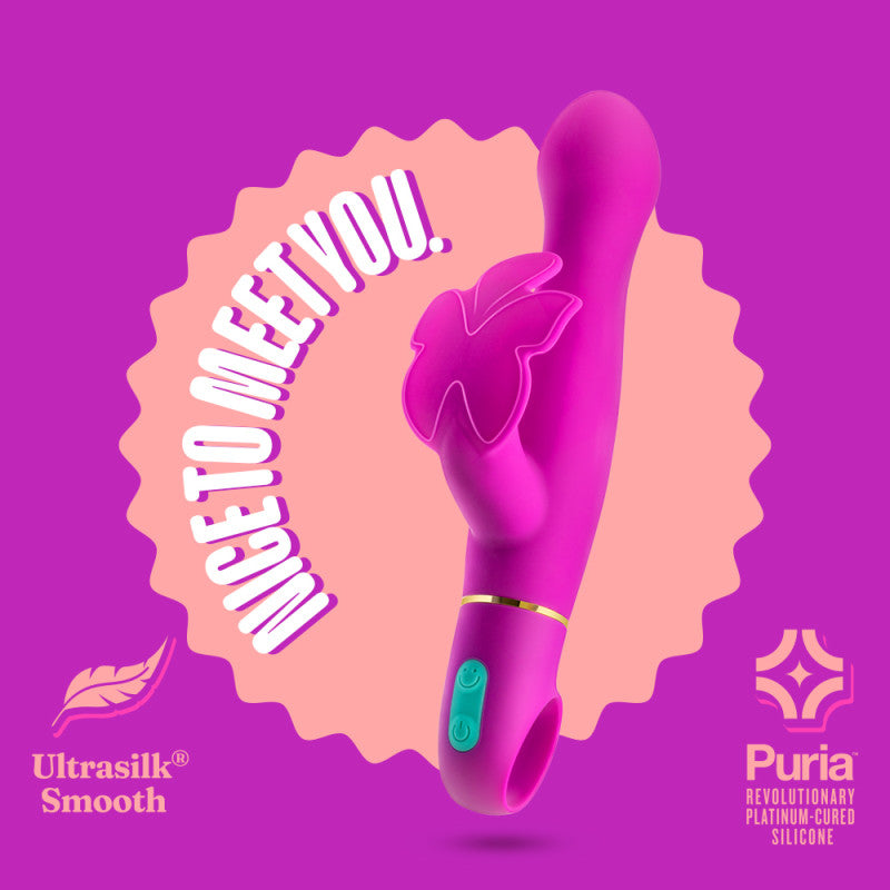 Aria Naughty AF - Plum 18.4 cm Butterfly Vibrator featuring Ultrasilk Smooth and Puria silicone design.