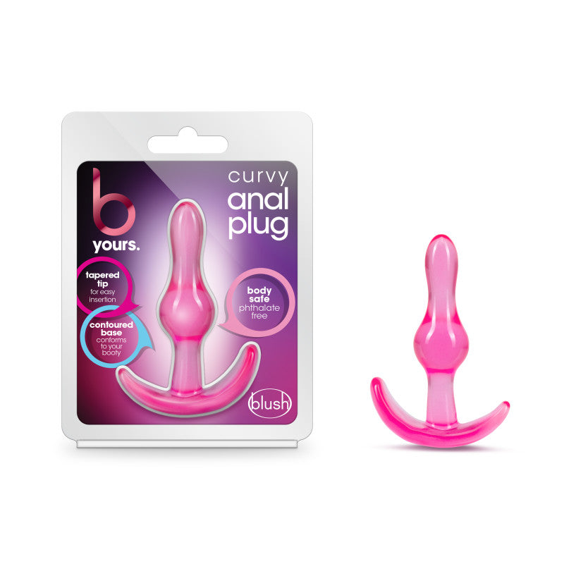 B Yours Curvy Anal Plug - 8.9 cm Butt Plug in pink packaging, designed for comfortable anal play.