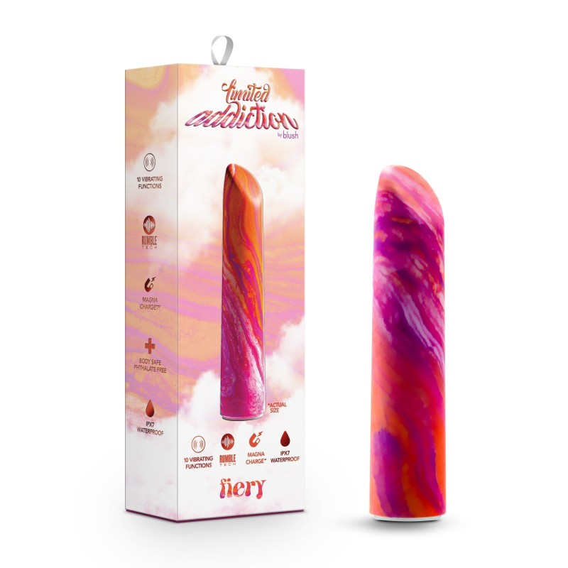 Limited Addiction Fiery - Power Vibe - Coral 10.2 cm USB Rechargeable Bullet with vibrant design and features.