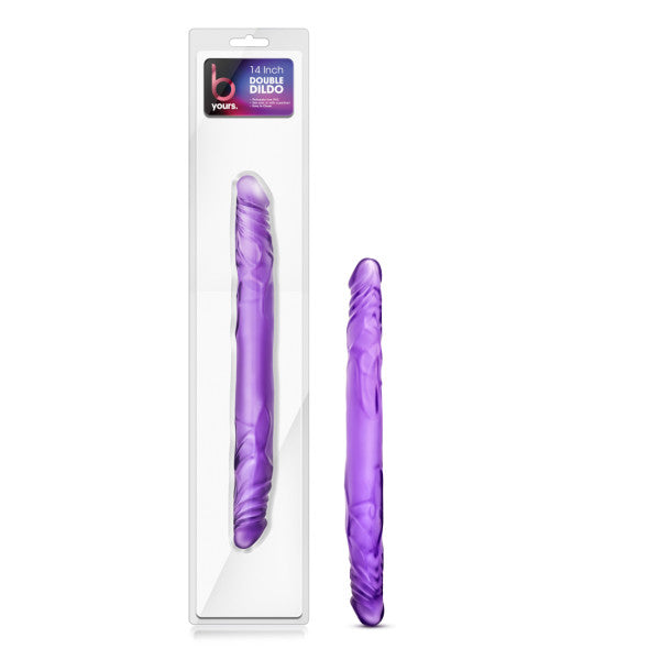 B Yours - 14'' Double Dildo -  35.5 cm Double Dong in purple packaging, perfect for intimate essentials for her.