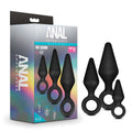 Anal Adventures Platinum Loop Plug Kit -  Butt Plugs - Set of 3 Sizes, featuring silicone plugs in various sizes.