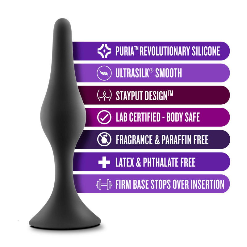 Anal Adventures Platinum Silicone Beginner Plug Kit - Butt Plug Kit - Set of 3 Sizes features StayPut design and body-safe silicone.
