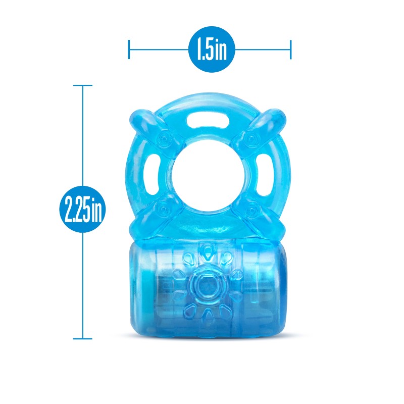 Stay Hard Rechargeable 5 Function Cock Ring - USB Rechargeable Vibrating Cock Ring dimensions: 1.5in width, 2.25in height.