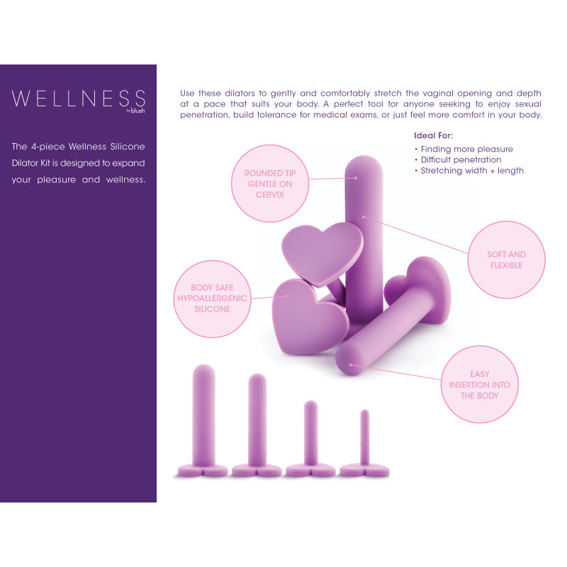 Wellness - Dilator Kit -  Vaginal Dilators - Set of 4 Sizes with rounded tips for comfort and ease of use.