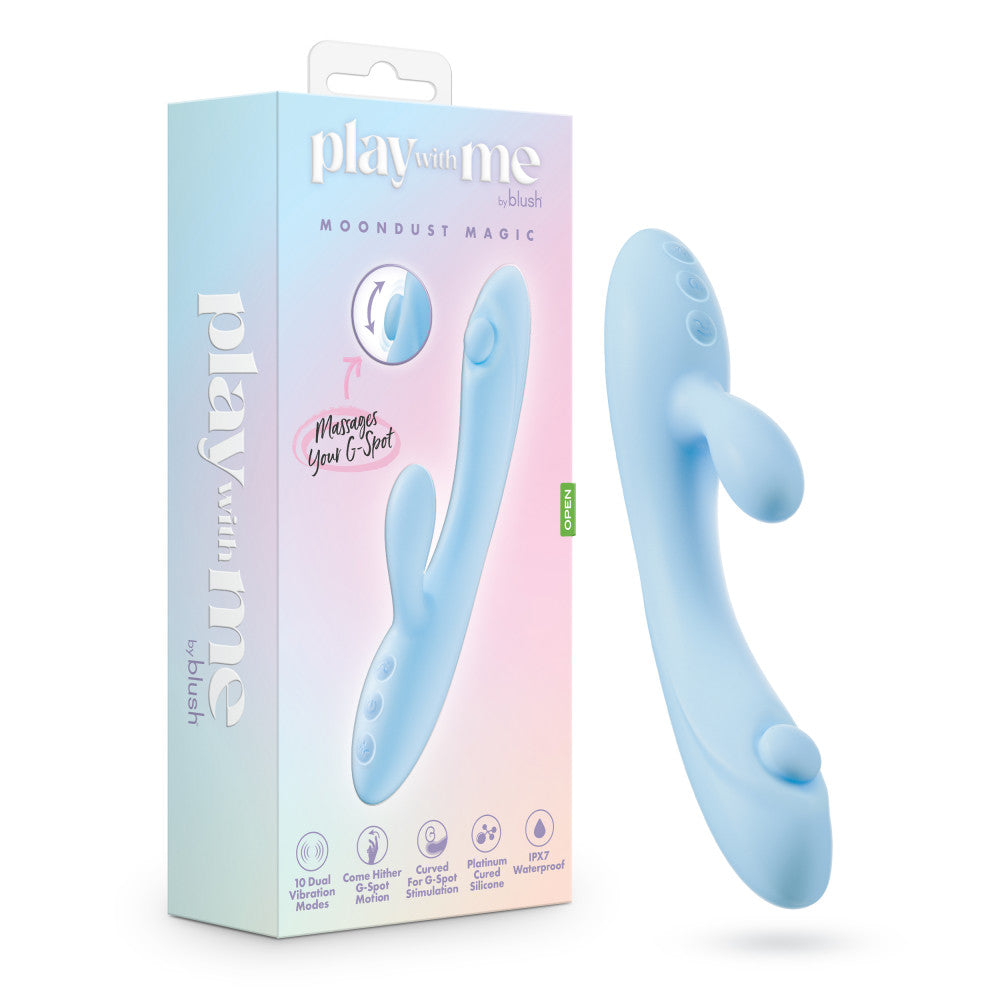 Play With Me Moondust Magic USB rechargeable rabbit vibrator with ergonomic design and customizable vibrations.