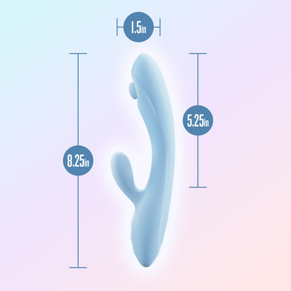 Play With Me - Moondust Magic - 20.3 cm USB Rechargeable Rabbit Vibrator with dimensions shown.