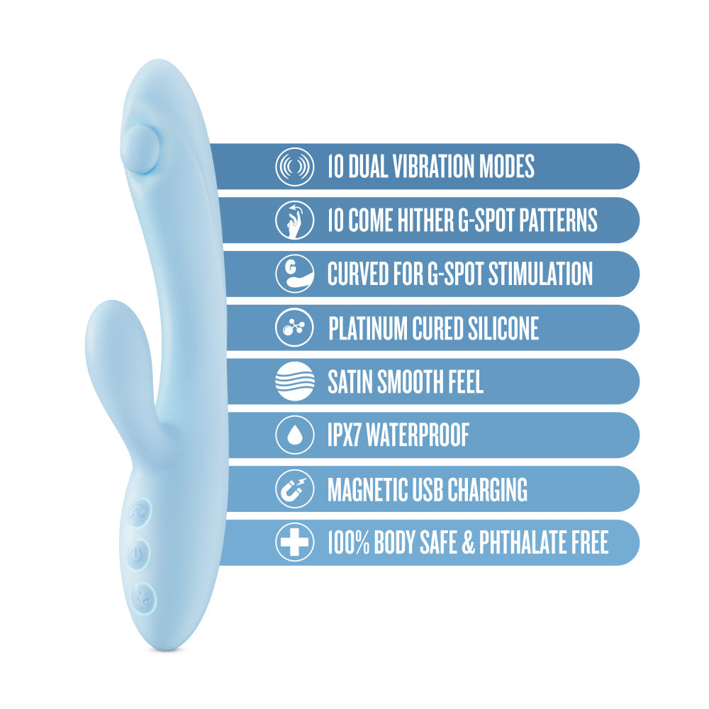 Play With Me - Moondust Magic - 20.3 cm USB Rechargeable Rabbit Vibrator features, including waterproof design and dual vibration modes.