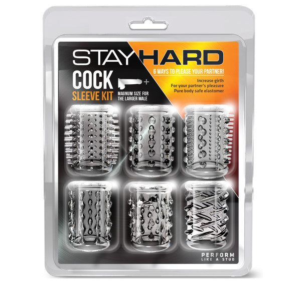 Stay Hard - Cock Sleeve Kit - Penis Sleeves - 6 Pack featuring textured enhancement sleeves for pleasure.