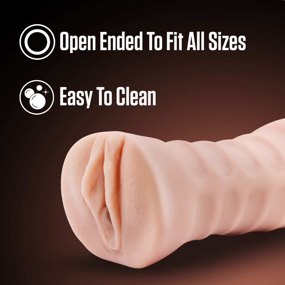 EnLust - Ayumi -  Vibrating Vagina Stroker showcasing open-ended design for all sizes and easy cleaning features.