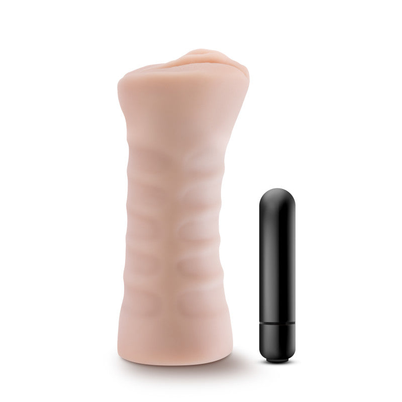 M for Men - Rain -  Vibrating Vagina Stroker with lifelike material and ribbed design for enhanced pleasure.