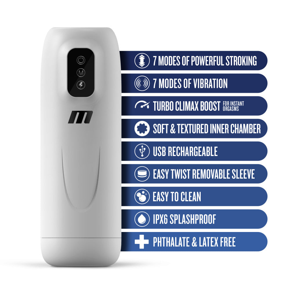 M For Men Robo-Bator - USB Rechargeable Vibrating Auto Stroker with 7 modes of stroking and vibration features.