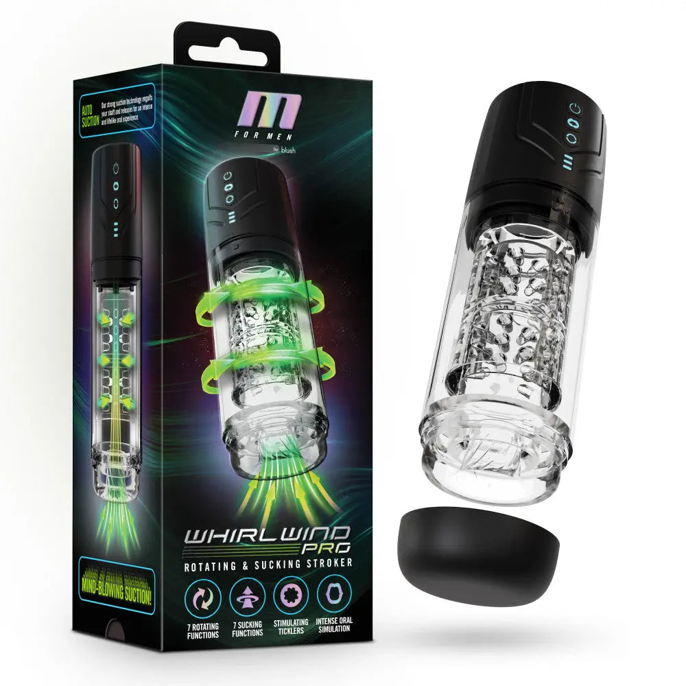 M For Men - Whirlwind Pro -  USB Rechargeable Rotating & Sucking Auto Stroker Blush Novelties Discreet Intimate Essentials.