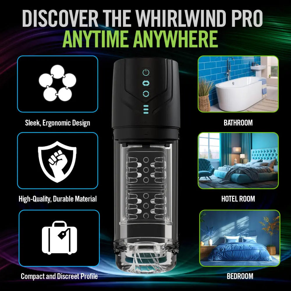 M For Men - Whirlwind Pro -  USB Rechargeable Rotating & Sucking Auto Stroker Blush Novelties Discreet Intimate Essentials.