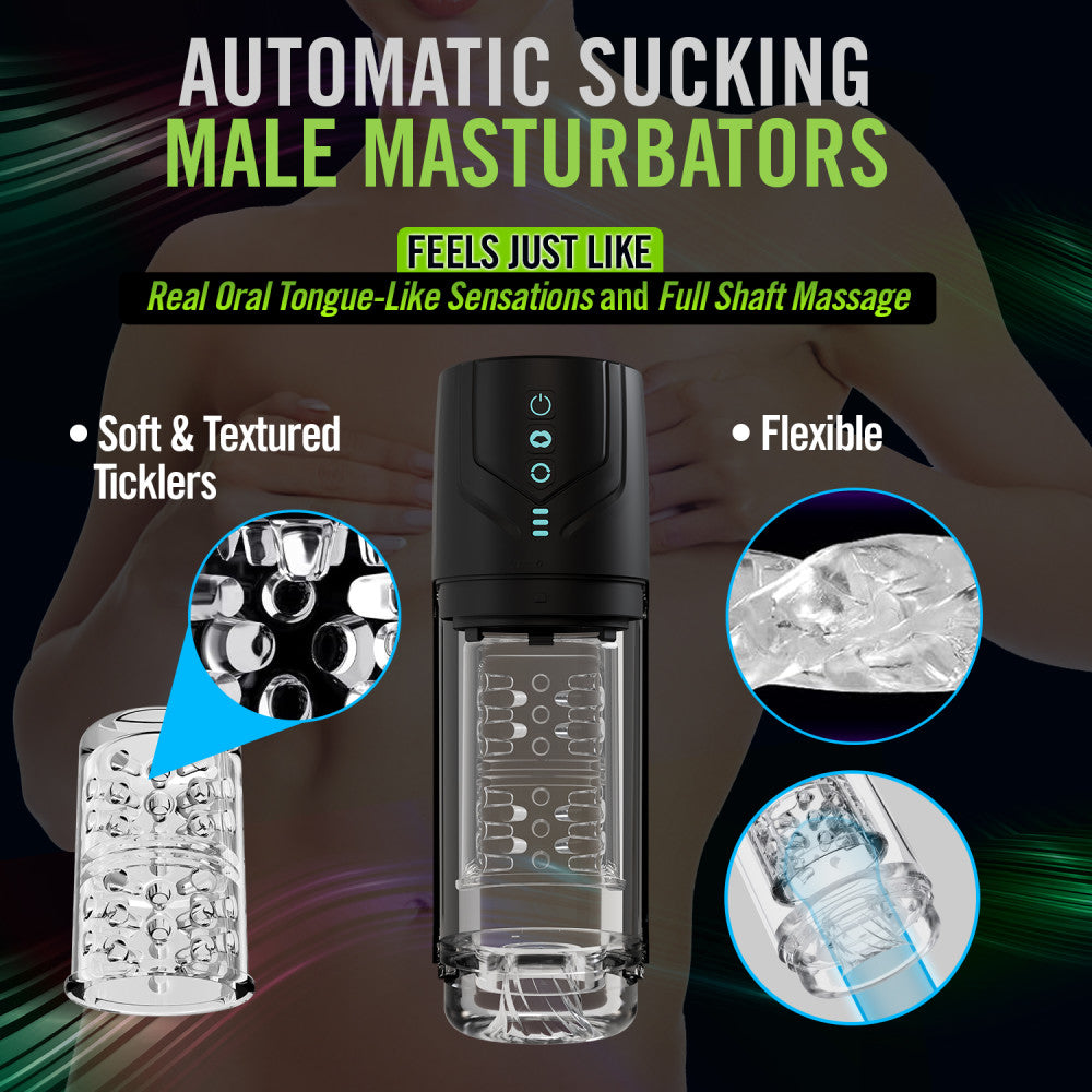 M For Men - Whirlwind Pro - USB Rechargeable Rotating & Sucking Auto Stroker with automatic sucking features and flexible design.