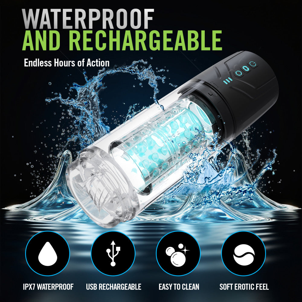 M For Men - Whirlwind Pro -  USB Rechargeable Rotating & Sucking Auto Stroker with waterproof and rechargeable features.