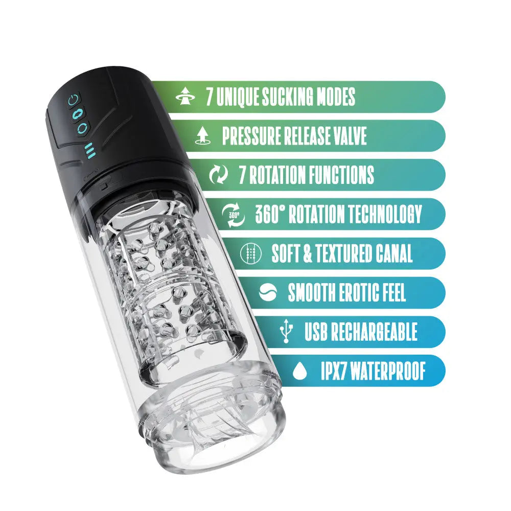M For Men - Whirlwind Pro -  USB Rechargeable Rotating & Sucking Auto Stroker Blush Novelties Discreet Intimate Essentials.