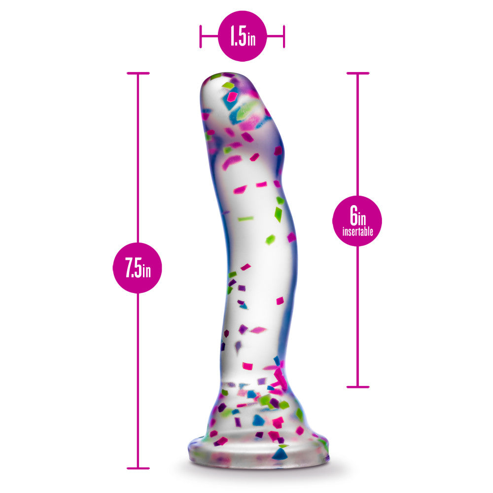 Neo Elite Glow Hanky Panky - Glow In Dark  19 cm Dong with confetti design and dimensions 1.5in width, 7.5in height, 6in insertable.