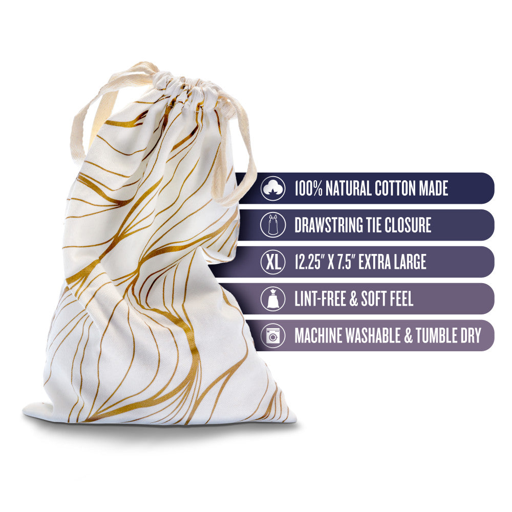 The Collection Embrace - Cotton Toy Storage Bag features 100% natural cotton, drawstring closure, lint-free, machine washable.