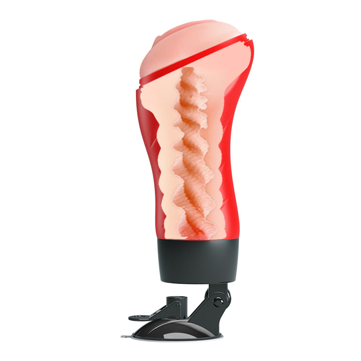 CRAZY BULL DELIA Vibrating Stroker -  Vibrating Vagina Stroker with Suction Base, featuring internal texture and suction cup.