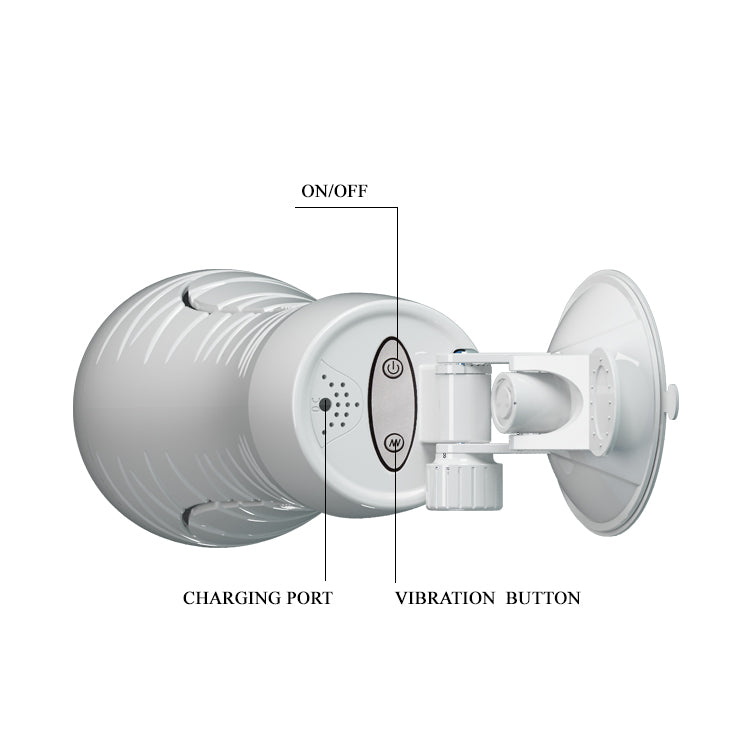 CRAZY BULL FLORA Vibrating Stroker - USB Rechargeable Vibrating Squeezeable Vagina Stroker with Suction Base controls and features.