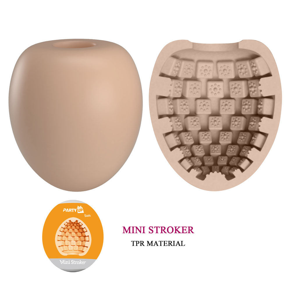 Party Up SAM Mini Stroker -  Mini Stroker TPR material with ribbed interior for intimate satisfaction.