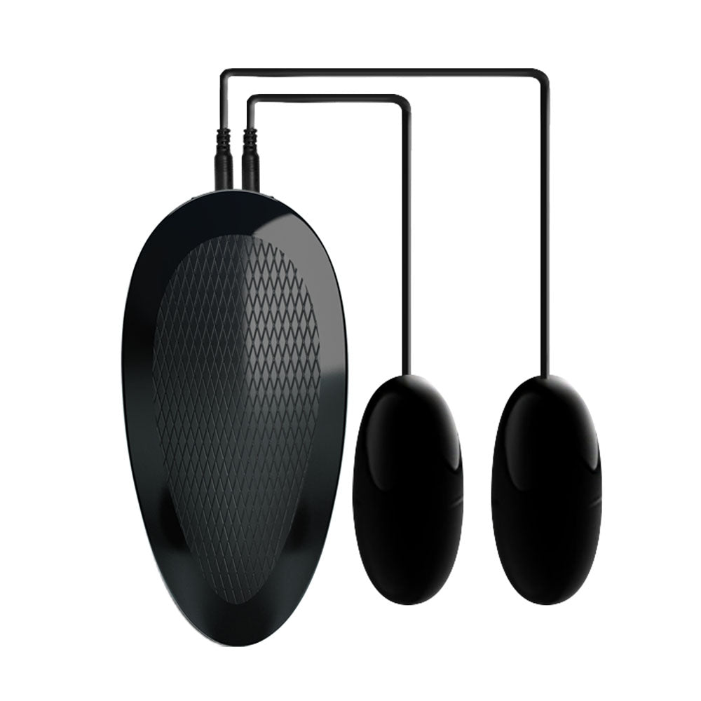 Black vibrating egg set with control unit, perfect for enhancing intimate experiences.