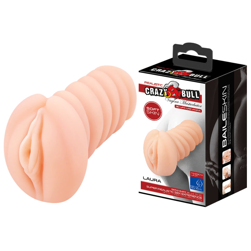 CRAZY BULL LAURA Vagina Stroker - Vagina Stroker designed for enhanced pleasure with ribbed tunnel and soft TPR material.