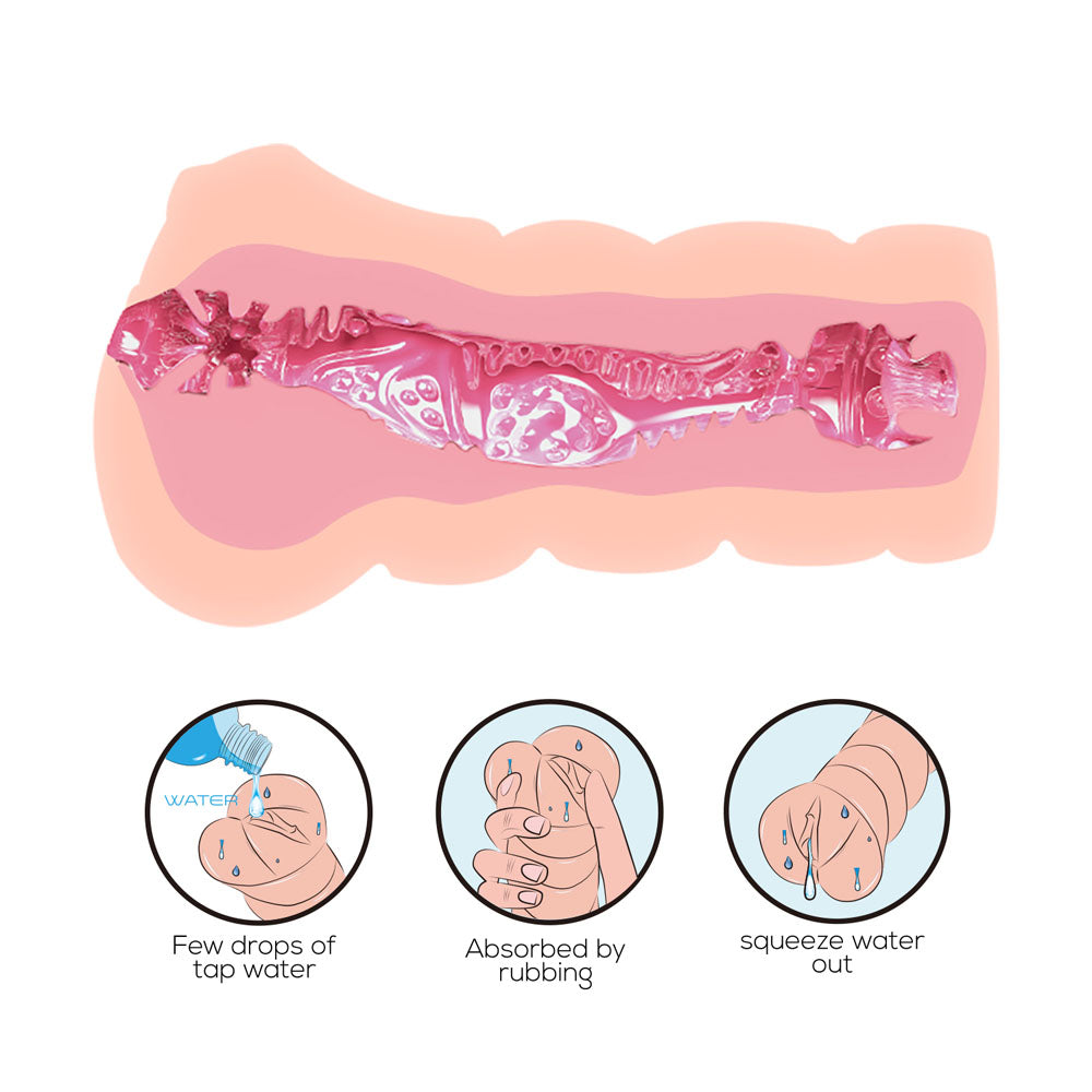CRAZY BULL Vagina Stroker - Vagina Stroker image showing realistic texture and use instructions for optimal pleasure.