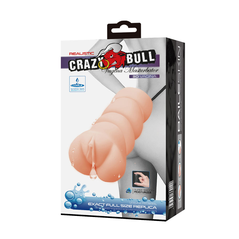 CRAZY BULL Vagina Stroker - Vagina Stroker realistic masturbator packaging with side view.