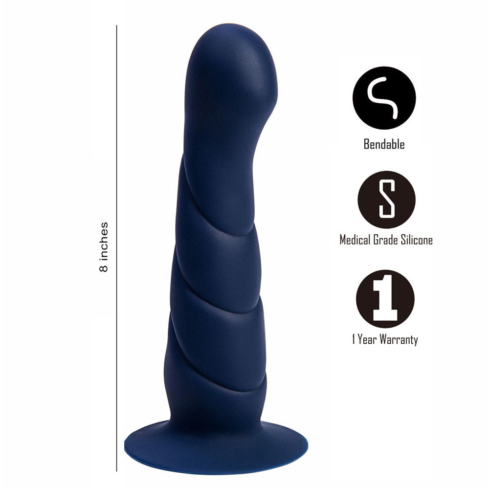 Maia MARIN -  - Dark  20.3 cm Dong, bendable, made of medical grade silicone, 1-year warranty.