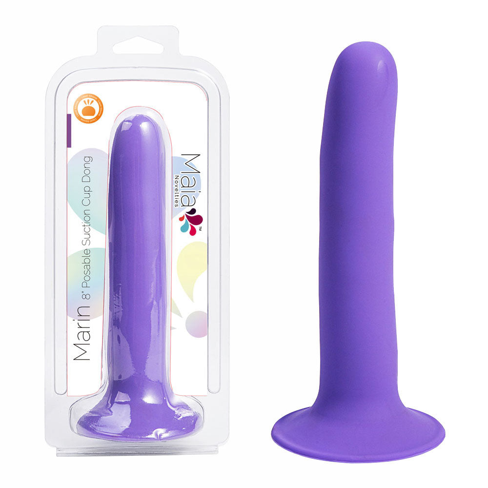 Maia MARIN -  -  20.3 cm Dong, purple flexible silicone suction cup dildo, perfect for intimate pleasures.