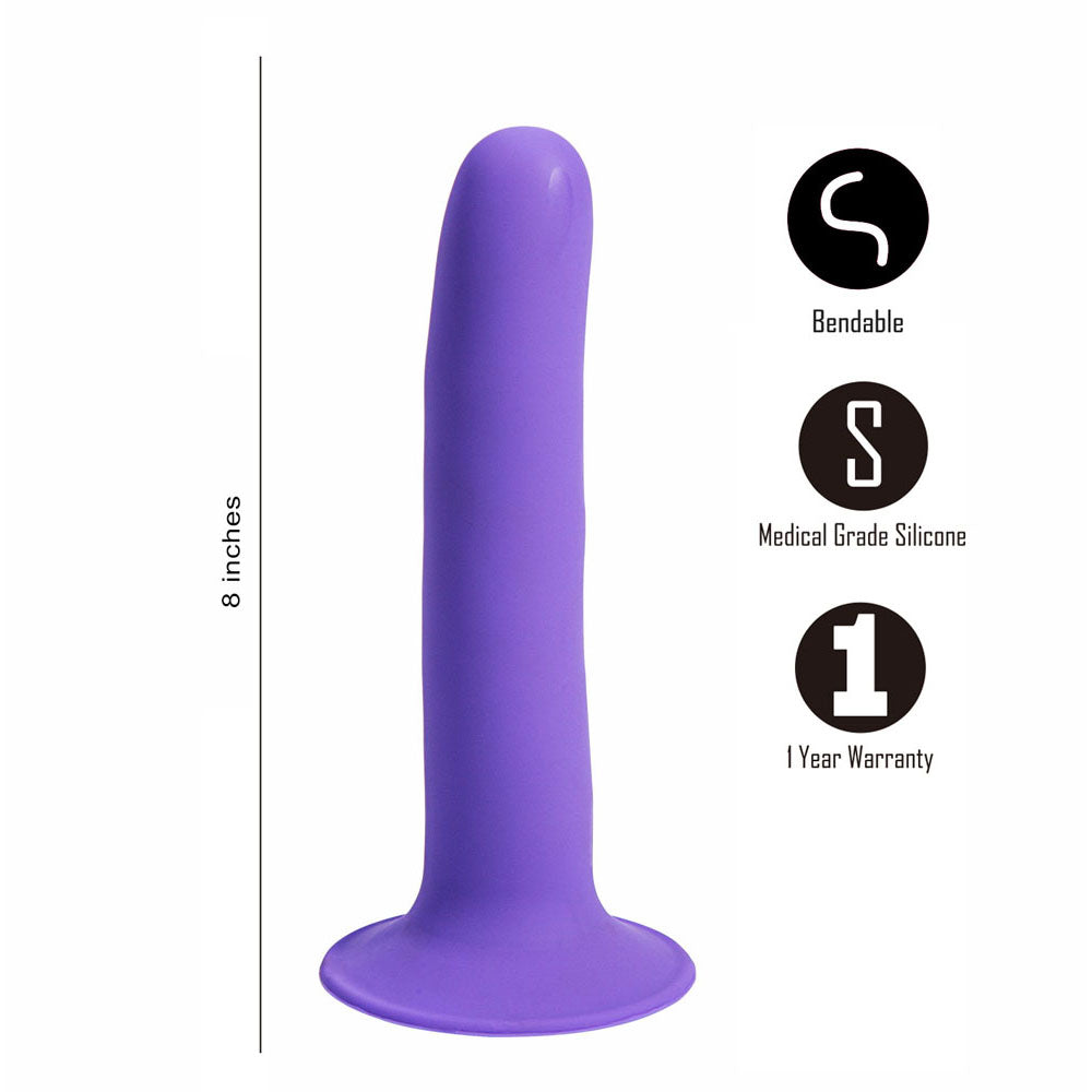 Maia MARIN -  -  20.3 cm Dong in purple with flexible design, medical grade silicone, and suction base, perfect for intimate essentials.